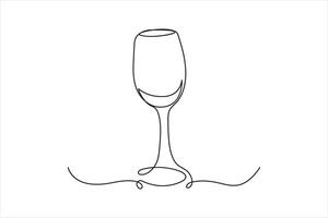 Continuous single line wine Drinking glass online continuous single line art. vector