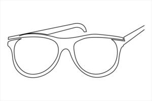 single line illustration Sunglasses with White frame of stylish round glasses.Accessories for summer. vector