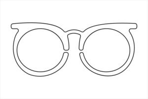 single line illustration Sunglasses with White frame of stylish round glasses.Accessories for summer. vector