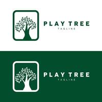 green nature education kids playground tree logo illustration and play tree design vector