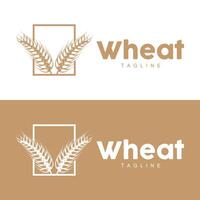 Rice Logo, Farm Wheat Logo Design, Wheat Rice Icon Template Retro Vintage Illustration vector