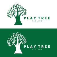 verde naturaleza educación niños patio de recreo árbol logo ilustración y jugar árbol diseño vector