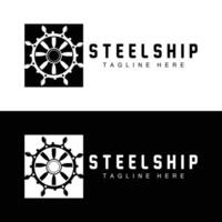 simple marine vehicle ship steering logo design illustration ship steering wheel for product branding template icon vector