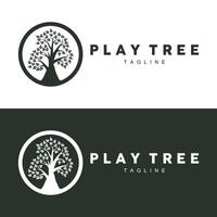 green nature education kids playground tree logo illustration and play tree design vector