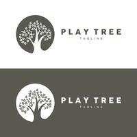 green nature education kids playground tree logo illustration and play tree design vector