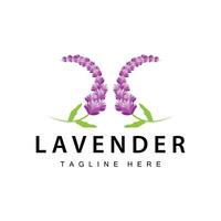 Lavender logo simple design cosmetic plant purple color and aromatherapy lavender flower garden template vector