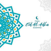 happy eid adha mubarak design with arabesque pattern vector