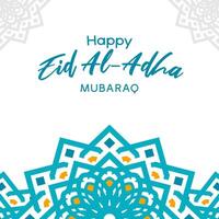 happy eid adha mubarak design with arabesque pattern vector