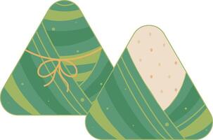 tradicional zongzi bola de masa hervida alimento, continuar barco festival ilustración gráfico elemento vector