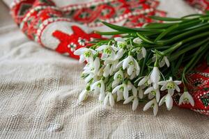 ramo de flores de flor campanilla de febrero foto