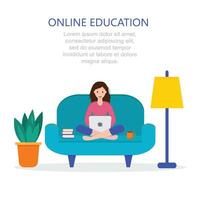 web page design template for online education, training and courses, learning vector