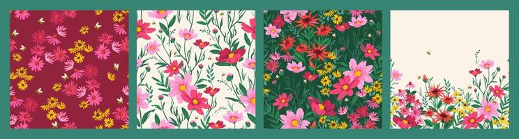 Floral seamless patterns. design for paper, cover, fabric, interior decor and other use vector
