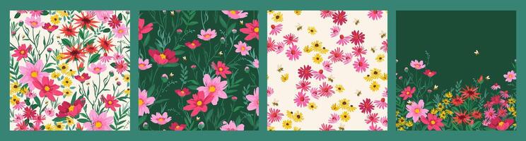 Floral seamless patterns. design for paper, cover, fabric, interior decor and other use vector