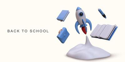 3d realistic back to school concept on white background. vector