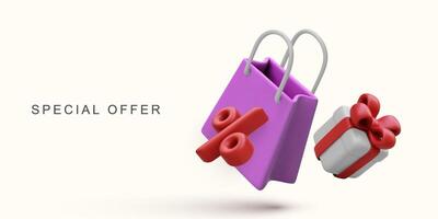 3d realistic Special offer concept on white background. vector