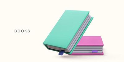 3d realistic two books on white background. vector