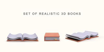 3d realistic set of realistic books on white background. vector