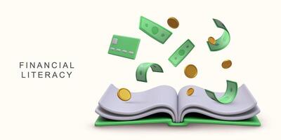 3d realistic concept Financial literacy on white background. vector