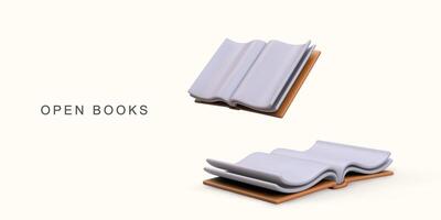 3d two open books on white background. vector