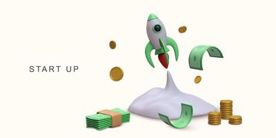 3d realistic Startup concept on white background. vector