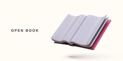 3d realistic open book on white background. vector