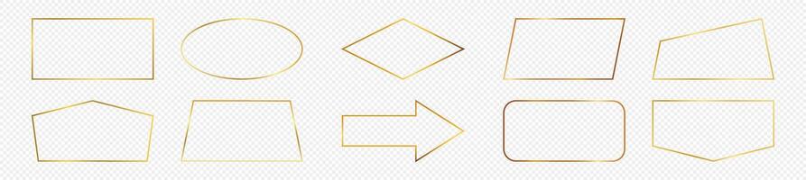 Gold glowing different geometric shape frame vector