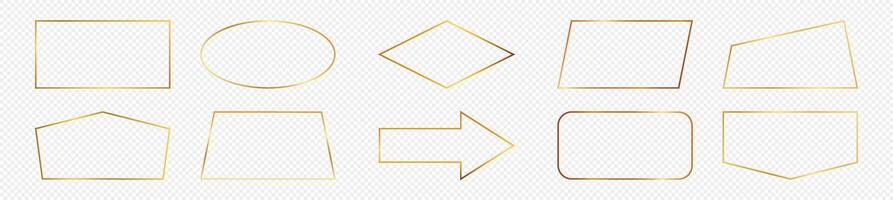 Gold glowing different geometric shape frame vector