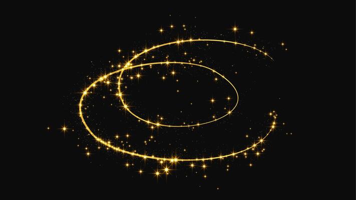 Gold glittering confetti wave and stardust