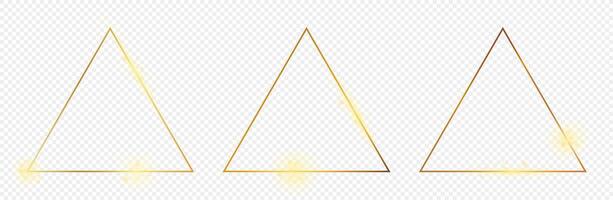 Gold glowing triangle frame vector