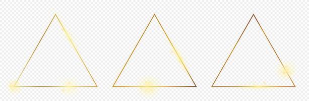 Gold glowing triangle frame vector