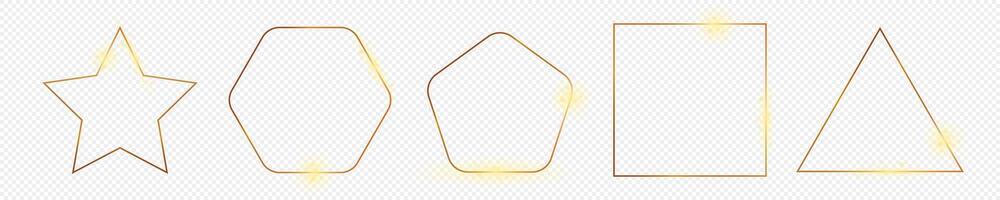 Gold glowing different geometric shape frame vector