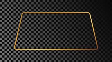 Gold glowing rounded trapezoid shape frame vector