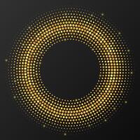 Abstract gold glowing halftone dotted background. Gold glitter pattern in circle form. Circle halftone dots. illustration vector