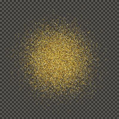 Gold glittering dust on a gray background. Dust with gold glitter effect and empty space for your text. illustration