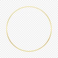 Gold glowing circle frame isolated on background. Shiny frame with glowing effects. illustration. vector