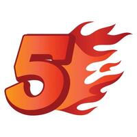 3D Gradient Number With Fire vector