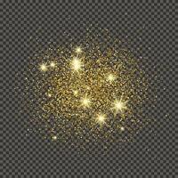 Gold glittering dust on a gray background. Dust with gold glitter effect and empty space for your text. illustration vector