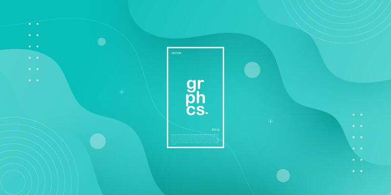 Bright colorful liquid fluid banner abstract background with green turquoise gradient color combination. Soft color and simple pattern on background. Eps10
