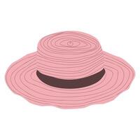 Pink beach hat with ribbon vector
