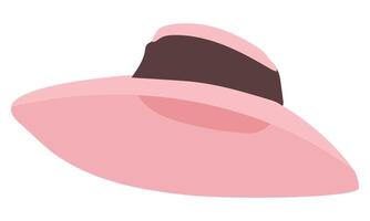 vintage beach summer pink sun hat with ribbon vector