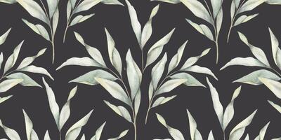 verde ramas con hojas. mano dibujado acuarela sin costura modelo de leña menuda. verano floral antecedentes para Boda diseño, textiles, envase papel, scrapbooking vector