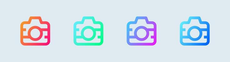 cámara línea icono en degradado colores. capturar botones señales ilustración. vector