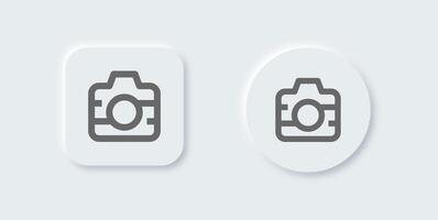 Camera line icon in neomorphic design style. Capture buttons signs illustration. vector