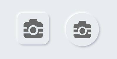 Camera solid icon in neomorphic design style. Capture buttons signs illustration. vector