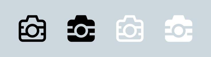 Camera icon set in black and white. Capture buttons signs illustration. vector