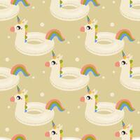 seamless pattern, unicorn shaped unicorn baby inflatable swim lap vector