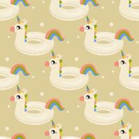 seamless pattern, unicorn shaped unicorn baby inflatable swim lap vector