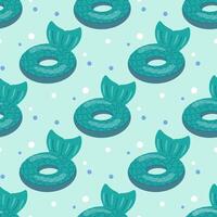 seamless pattern, mermaid tail baby inflatable swimming lap vector