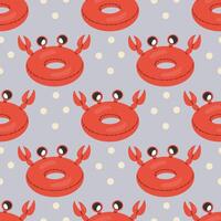 seamless pattern, crab shaped swim lap, children's inflatable vector