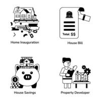 Bundle of Property Development Glyph Icons vector